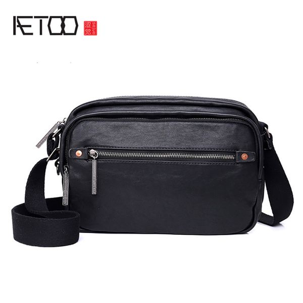 

aetoo leather men's shoulder bag, stylish casual stiletto bag, head leather business shoulder bag