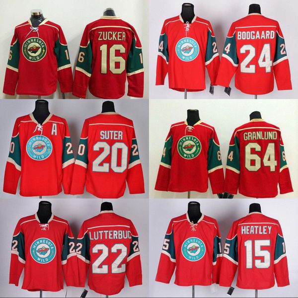 

Mens Minnesota Wild Jersey 16 Jason Zucker 20 Ryan Suter 22 cal clutterbuck 24 Derek Boogaard 64 Mikael Granlund Red Custom Jerseys
