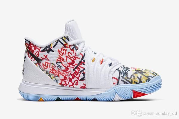 

2019 authentic kyrie 5 gs graffiti keep sue fresh basketball shoes white men sports sneakers cw4403-100 with box