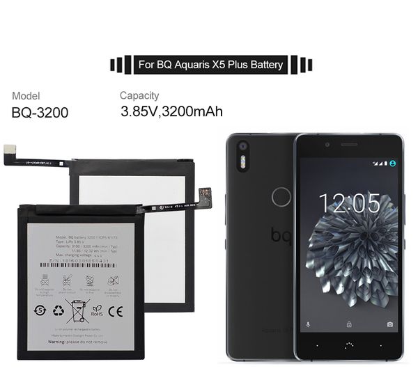 

yilizomana original phone battery 3200 for bq aquaris x5 plus replacement batteries high capacity 3200mah