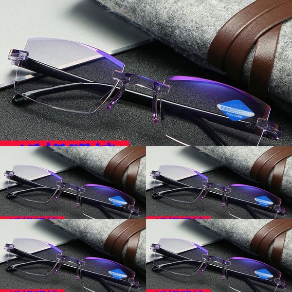 

frameless trimming anti-blue light radiation myopia glasses female ultra-light eye-protection student myopia glasses, Silver