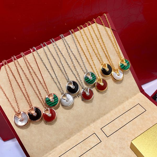 

luxury designer jewelry women necklace 925 sterling silver natural agate double amulet pendant love necklaces women 18k gold chains jewelry