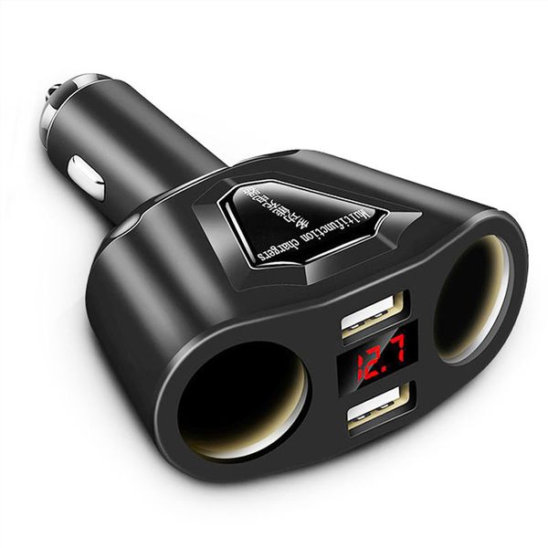 

dual usb 3.1a car charger with 2 cigarette lighter sockets 120w power support display current volmeter for phone gps dvrs
