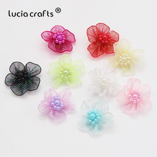

lucia crafts 12pcs/24pcs 3cm silk flower girls boutique mini hair bow headwear diy garment handcraft accessories b0904