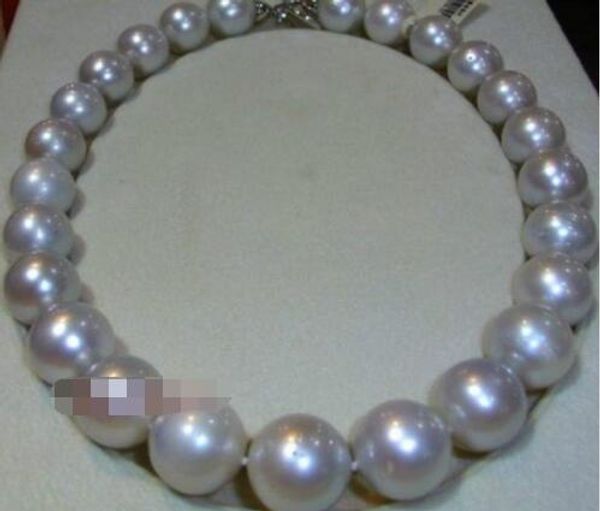 

14-17mm de gran mar del sur collar de perlas blancas 18inch925s kkk, Silver