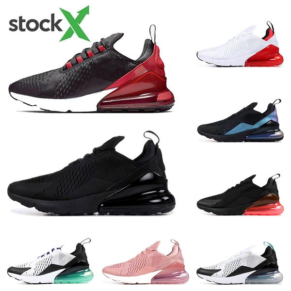 

2020 stock x 270 running shoes for men triple black white bred oreo university red pink cactu athletic sports sneakers trainers size 36-45, White;red