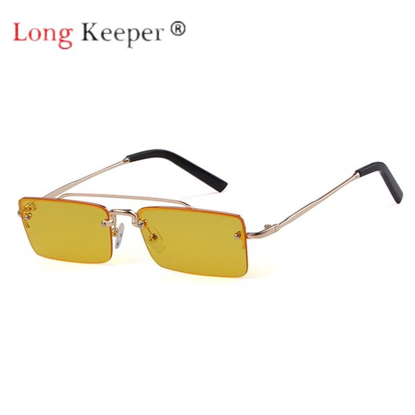 

long keeper sunglasses women men semi rimless sun glasses eyewear eyeglasses metal little square cute frame hd len uv400 fashion, White;black