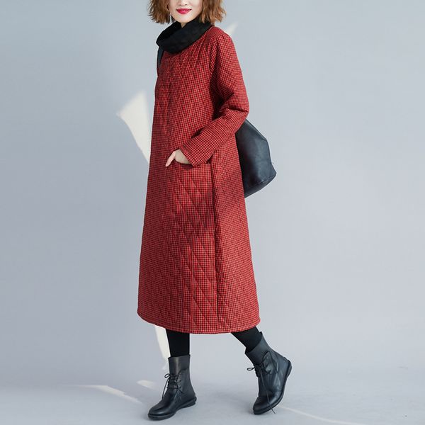 

p shoot 8129 #2019 winter new products thick warm high collar pattern large size literature and art cotton coat cotton-padde, Blue;black