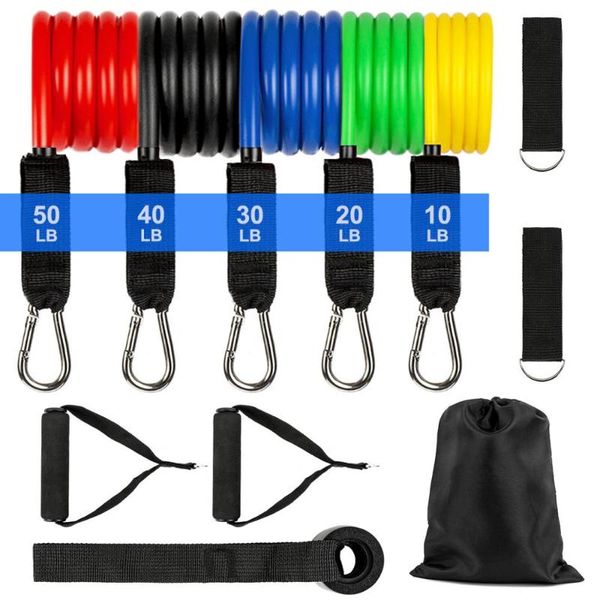

11 шт / set resistance ленточнопильных 150 lb сгущаться обучение диапазоны осуществления фитнеса йоги tubes тросового rubber expander резинк
