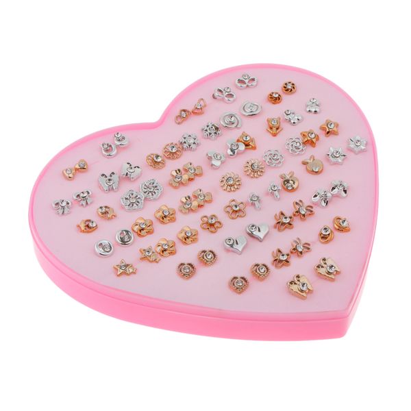 

36 pairs cute stud set bulk lovely heart box lady girls earring studs women, Golden