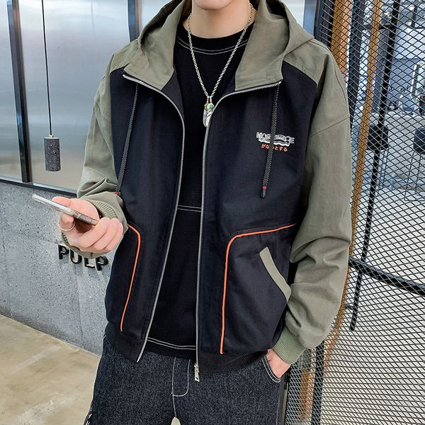 

2019 autumn new style men's korean-style stylish men's wear workwear hooded jacket jacket cotton, Black;brown