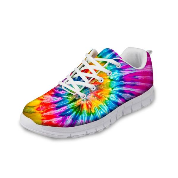 

fashion colorful tie dye pattern lace-up running shoes women sneakers ladies travel mesh flats girls simple woman sports shoes