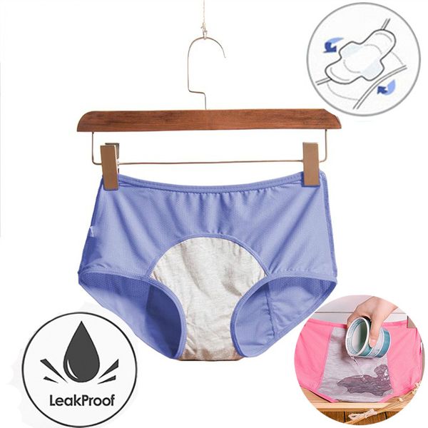 

leak proof menstrual period panties women underwear physiological cotton briefs plus size lingerie waterproof panties, Black;pink
