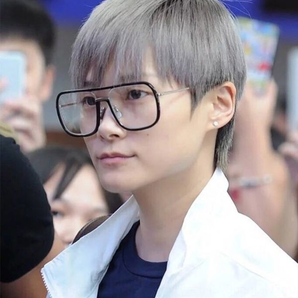 

big frame sun sun hua chengyu li yu sunglasses transparent plain glasses frame, Silver