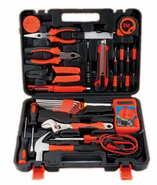 35pcs tragbare Reparaturen Stromhandbuch Tools Box Kits Hand Housed Electric Tool Kit Set Kombiniertes Home Electrical Set Haus