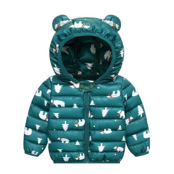 

baby winter new children's cotton coat boy and girl cartoon print baby thick cotton coat children's warm hooded, Blue;gray
