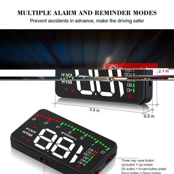 

a900 head-up display car digital speed rpm water temperature car accessories multi-display hud obd rpm meter