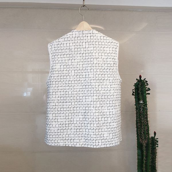 

women's vests woman elegant sleeveless jackets fashion single breasted slim vest spring summer black white tweed jacket waistco