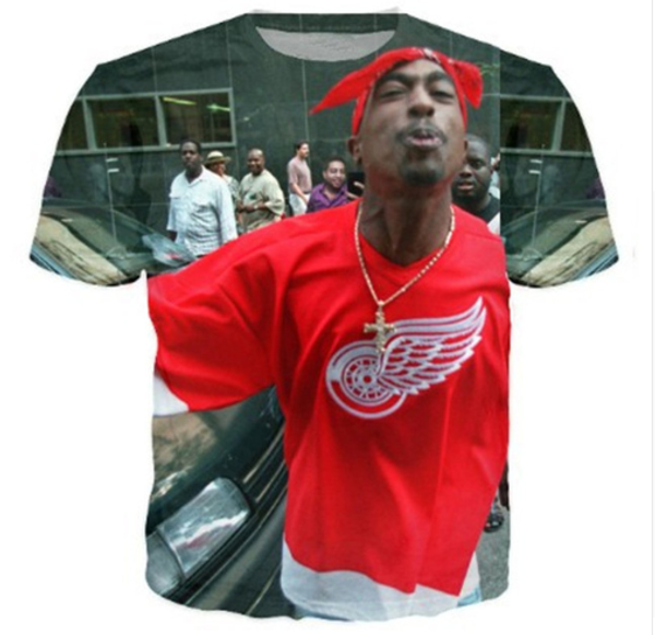 

новый популярный певец рэпер тупак 2pac футболка мужчины женщины унисекс смешные 3d печати лето с коротким рукавом о шеи crewneck повседневн, White;black
