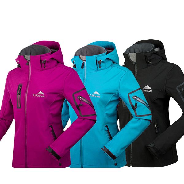 

men and women outdoor jackets waterproof windproof catching fleece hiking hiking hunting ski jacket women's sports jacket, Blue;black