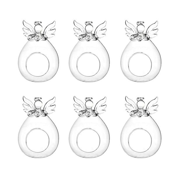 Essenceliving Pack Of 6 Angel Terrariums Christmas Glass Angels