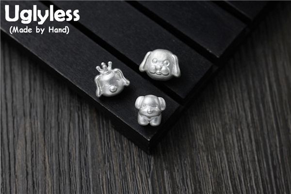 

uglyless real s925 sterling silver dogs beading accessories jewelry diy gift bijoux lovely animal spacer beads handmade findings