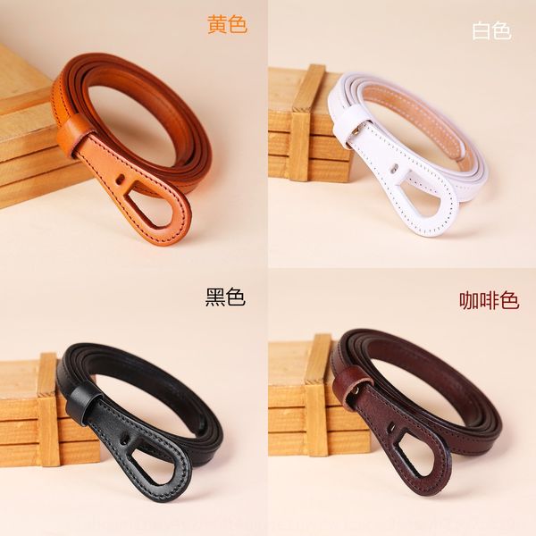 

straight decorative knotted skirt layer cowhide women's belt leather thin belt with skirt simple all-match, Black;brown