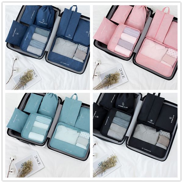 

7 pcs travel storage bag set for clothes wardrobe suitcase pouch travel organizer bag case shoes packing cube