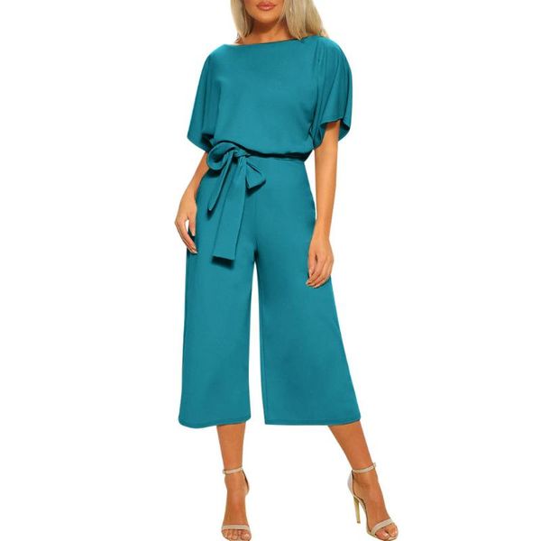 

хай-стрит носить длинный комбинезон элегантные офисные комбинезоны для женщин с коротким рукавом комбинезон платье прямого покроя пояс, Black;white