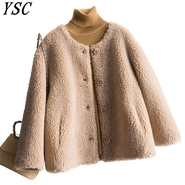 

handmade 2019 new design women long wool coat round collar loose thickening coat short style big button, Black