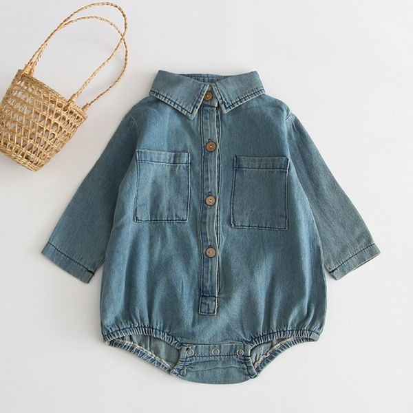 

jumpsuit for baby soft denim rompers autumn baby girls fashion long sleeve jumpsuit fart climbing suit, Blue