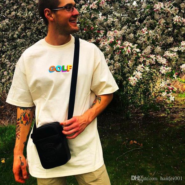 

golf wang multi color 3d logo tee tee fashion casual simple solid short sleeve men women street skateboard t shirt hftttx119, White;black