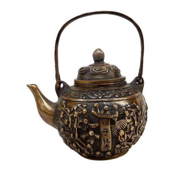 Baizihuzhushou коллекция чайника чистой меди античный корабль подарок чайник украшение античная бронза украшение
