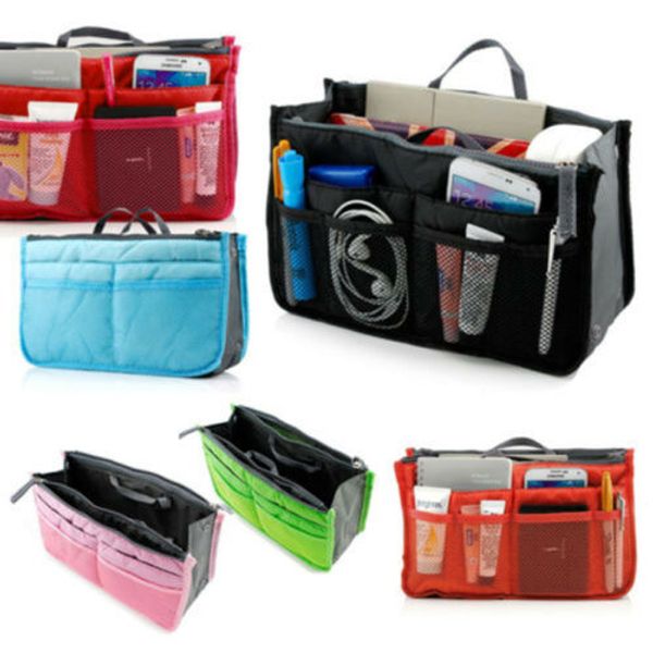 

13 pocket bag in bag travel insert tote makeup organizer purse pouch ladies mesh patchwork cosmetic bags