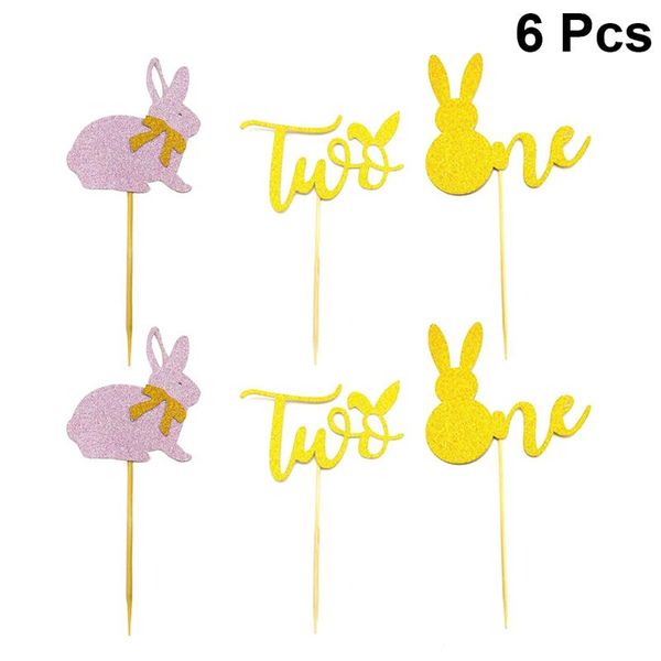 

2020 new 6pcs easter cake ers number design cupcake ornament picks cake decor dessert adornment for party festival