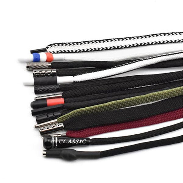 

2pcs cotton flat/round elastic rope for pants clothes waist belt drawstring cord sports pants cord garment accessories, Black;white