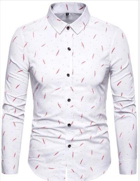 

turn down collar mens casual shirts long sleeve print skinny teenager fashion slim male clothing, White;black