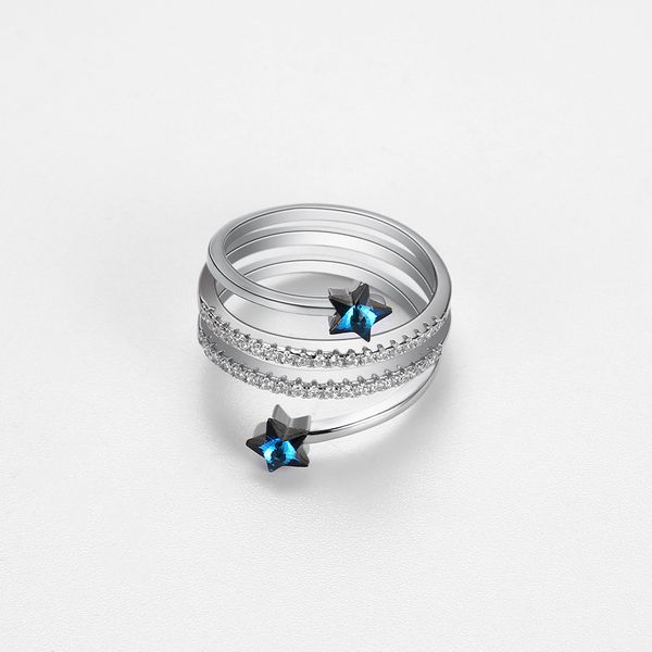 

fashion-retro european sterling silver 925 color swarovski crystal ring