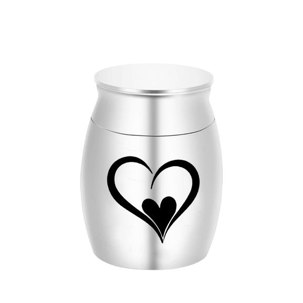 

double heart engraving aluminum mini pendant urns small cremation ash urn family keepsake 30x40mm, Silver
