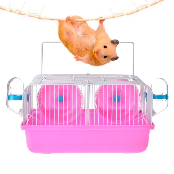 

2 rooms hamster house transparent cabin cage for hamster small animals emotional training portable pet hamster cage marriage