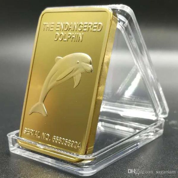 

20 шт дельфин животное австралии 24k позолоченный недвижимость 50 х 28 мм в слитках бар жетон монета