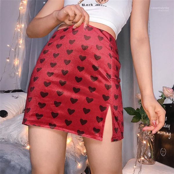 

summer high waist was thin and fashionable printed velvet skirt womens designer split a line skirt, Black