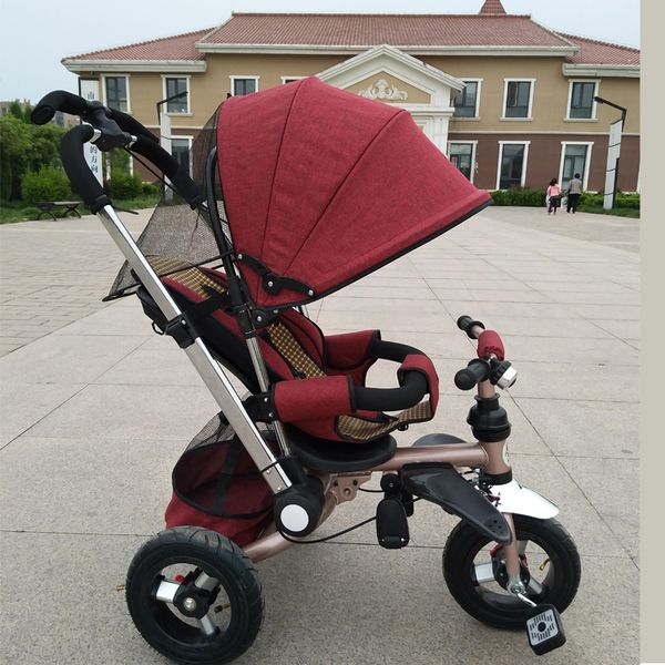 

convertible push handle baby tricycle stroller riding bicycle car travel system folding sit flat lying child trike baby carriage