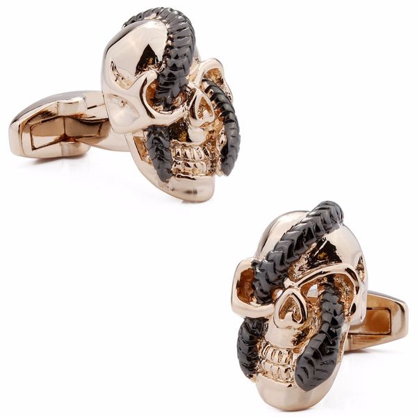

hawson skull cufflinks rose gold color creepy snake cufflinks mens accessory for halloween gift, Silver;golden