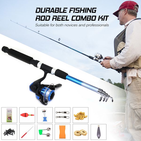 

lixada fishing rod combo and reel full kit spinning fishing reel gear pole set with lure hooks bells sinkers barrel