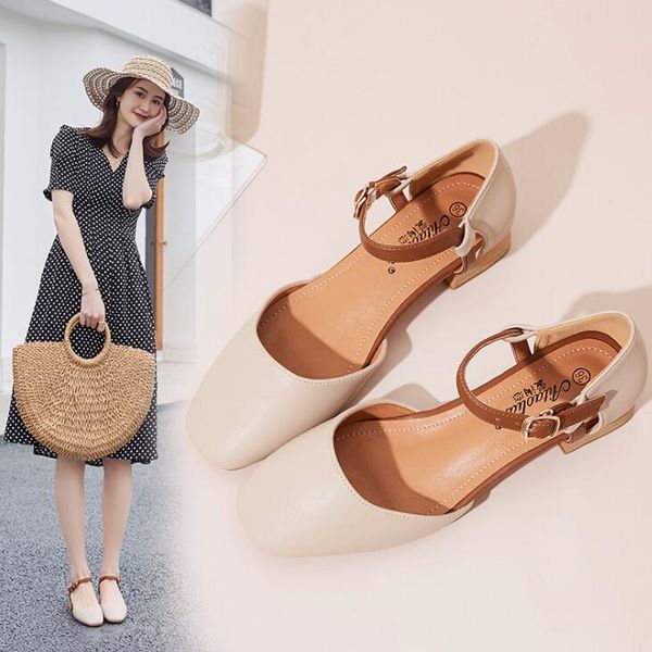

plus size ankle strap women sandals low medium chunky heels square toe pu leather casual party summer ladies shoes, Black