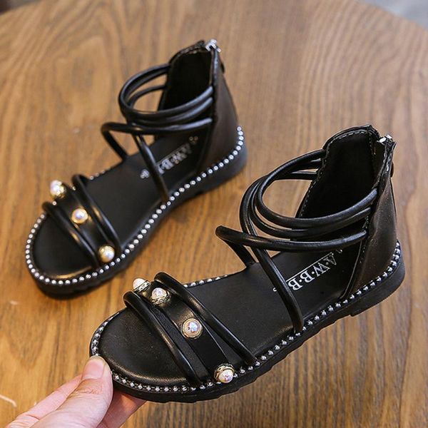 

telotuny sandals baby kids fashion roman shoes summer casual pearl flat beach sandals princess shoes children girls jun1, Black;red