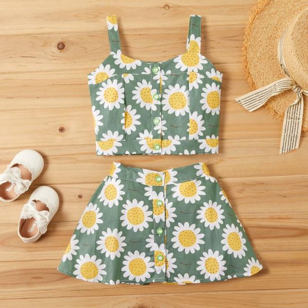 

patpat 2020 new summer 2-piece baby toddler girl pretty floral print and skirt set kids girl short-sleeve t-shirt clothes, White