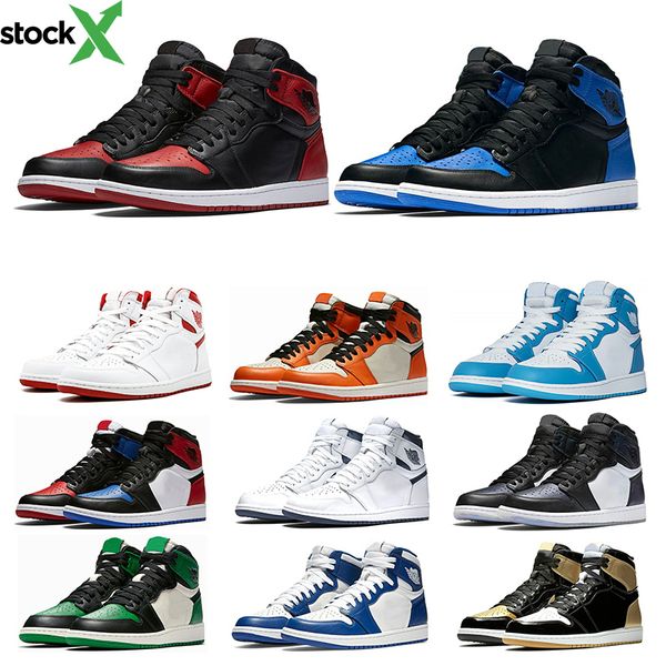 

2020 1 1s mens basketball shoes pine green court purple chicago og 1 game royal blue backboard sports sneaker, Black