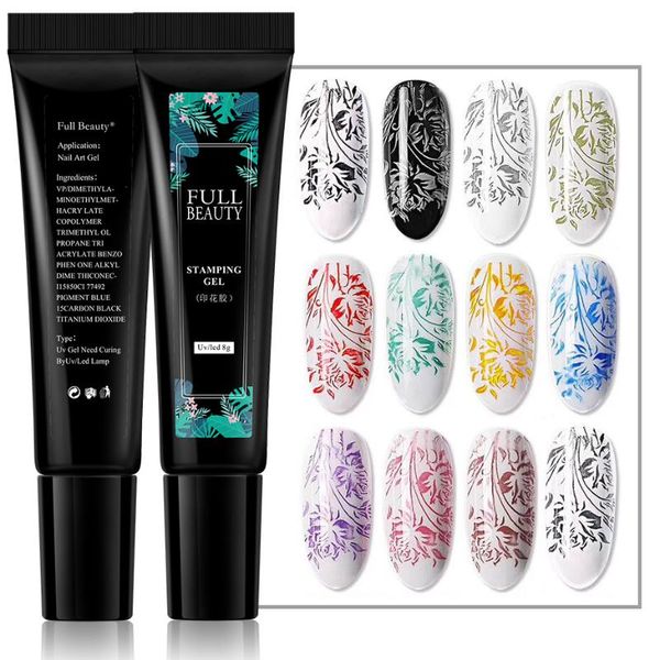 

12 colors nail stamping gel polish painting hybrid varnish for nail art template plate hose soak off varnish manicure gel be1793, Red;pink